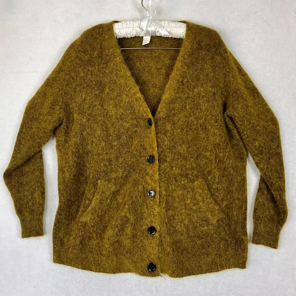 H&M Space-Dyed Mohair-Wool Blend Cardigan Sweater Women's Size M